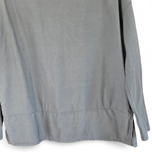 Zara Womens Cotton Long Sleeve Top Size S Blue Boat Neck Side Slit Hem - Picture 5 of 7